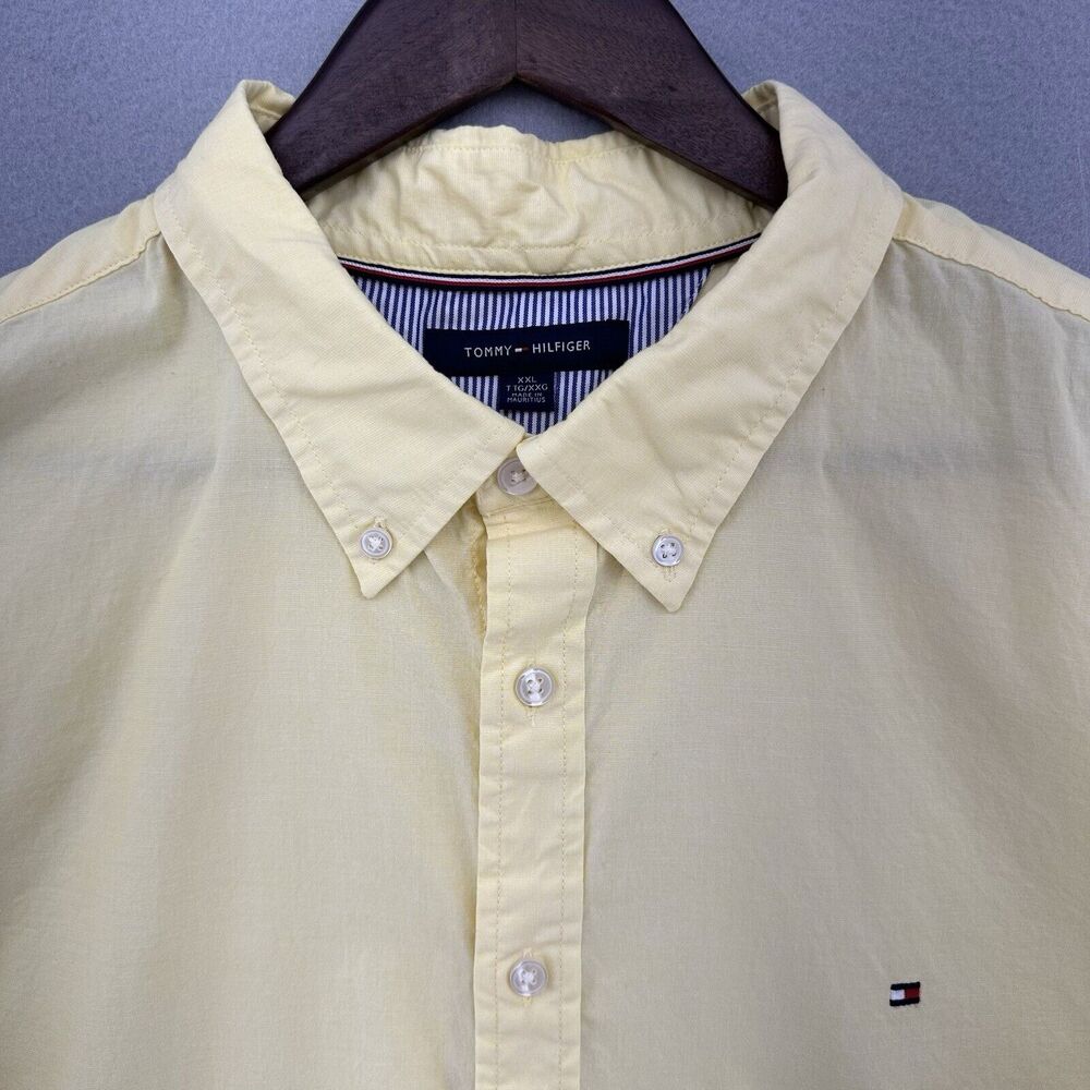 Tommy Hilfiger Academy Poplin Yellow Button Down‎ Dress Men’s 2XL Preppy Prep